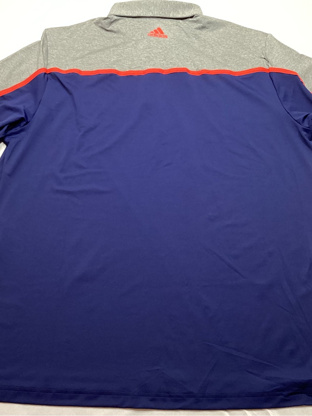 adidas Golf USA Olympic Polo Shirt Men’s XL NWT Blue Gray Colorblock UPF 50 NEW - Picture 10 of 13